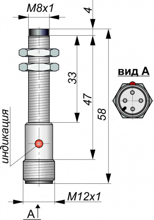 Датчик бесконтактный индуктивный ИВ84-NC-PNP-P(Л63)